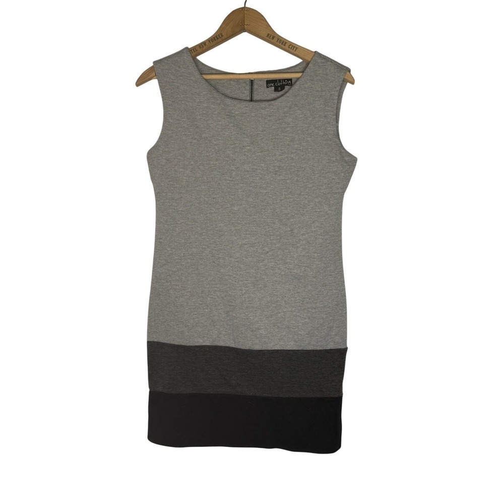 One Clothing Women's Sleeveless Color Block Sheath Dress Size Small Gray & Black